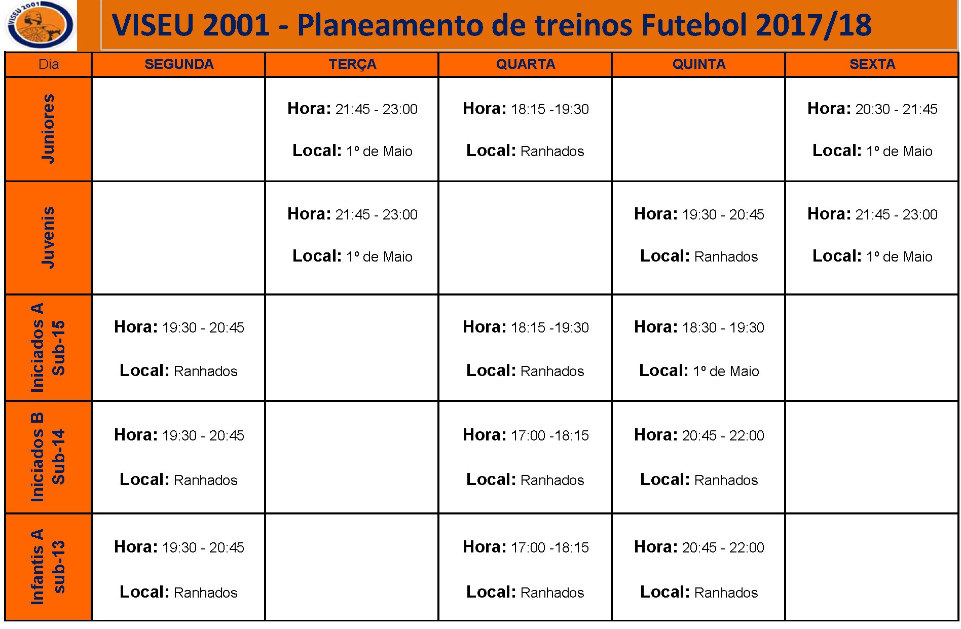 horários treinos f11 1718